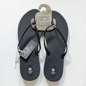 Third Oak W10/M8.5/L NEW Flip Flop Thong Sandals Black Waterproof Unisex USA